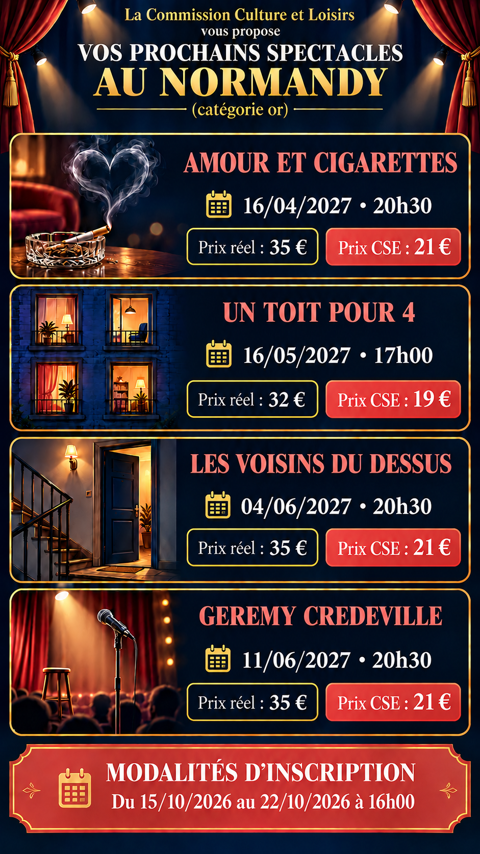 9 16 spectacles au Normandy x 4