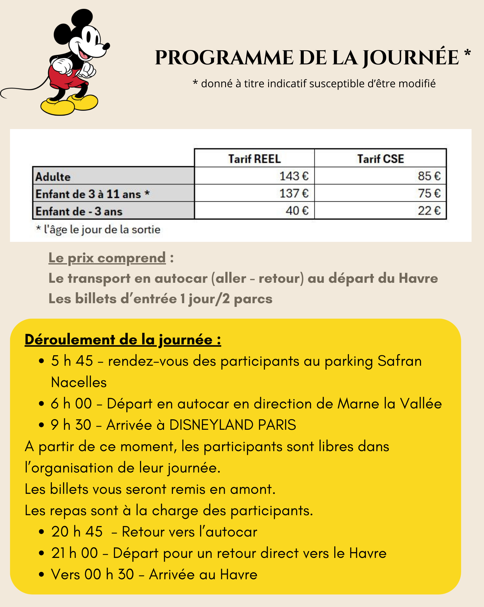 Détail sortie
