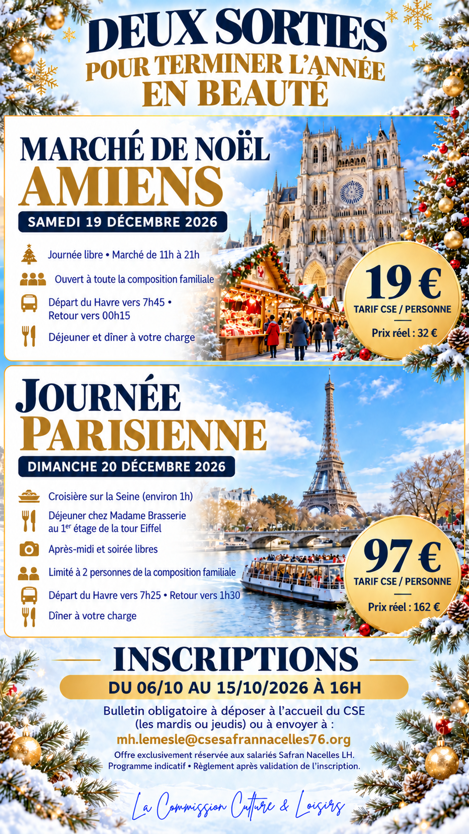 Deux sorties pour terminer l’année en beauté