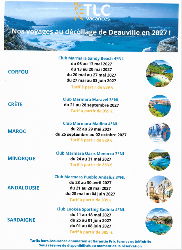 offres TLC depart Deauville 2027