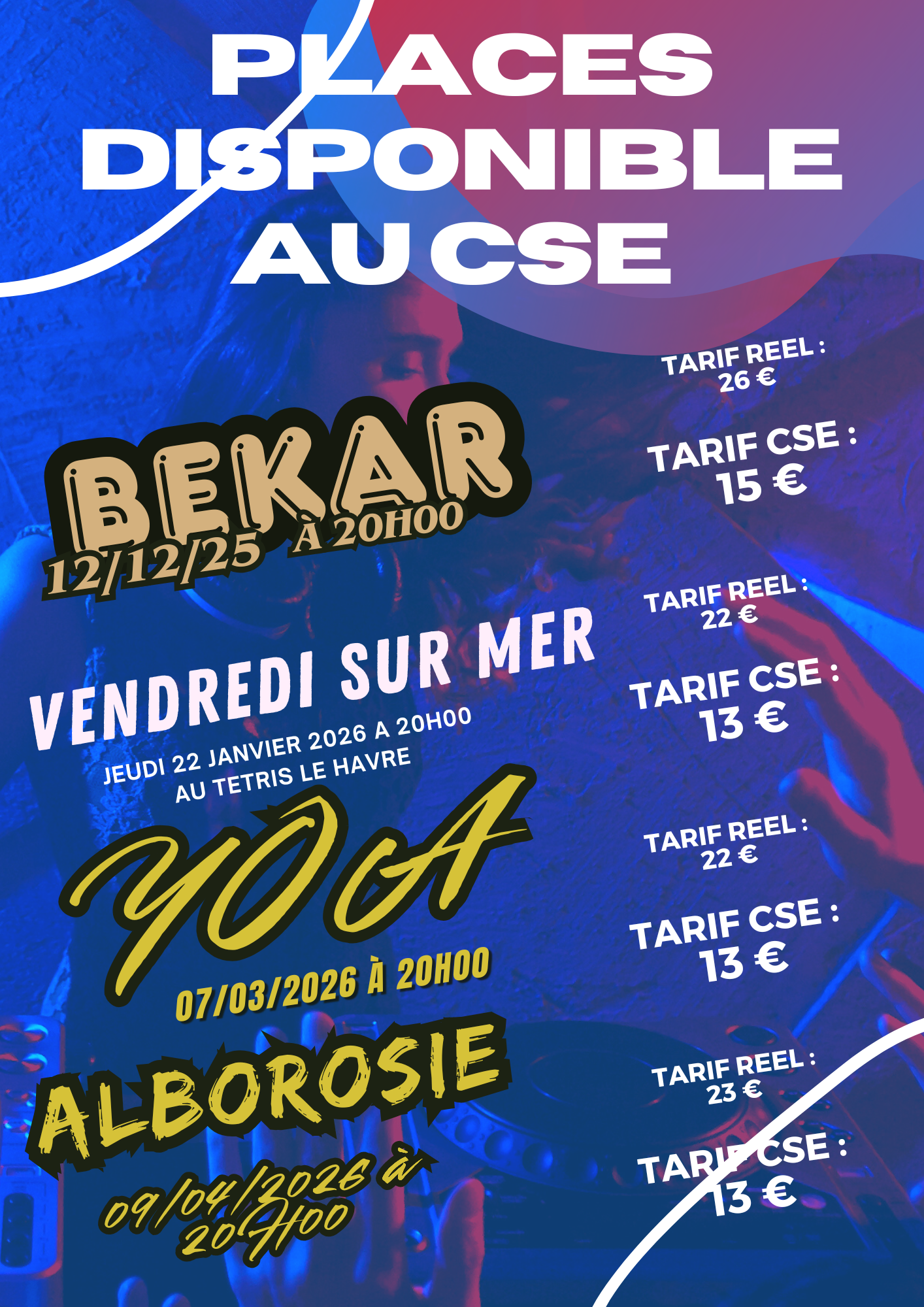 PLACES DISPONIBLES AU CSE