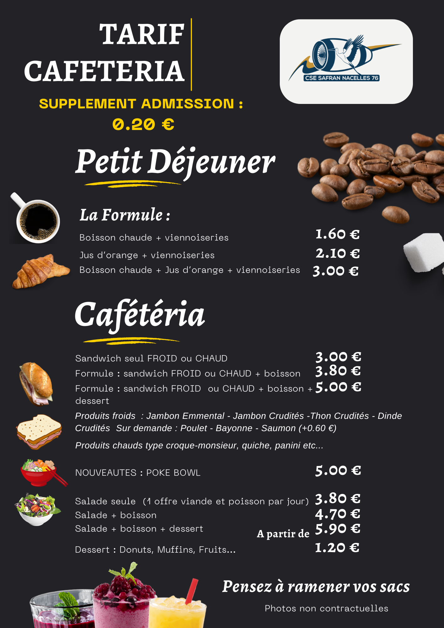 Tarif cafétéria